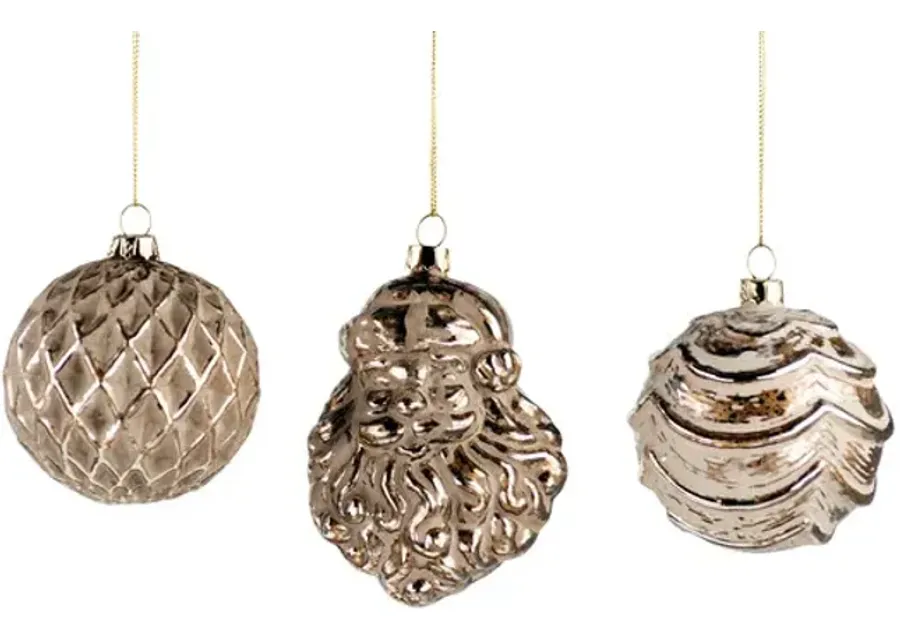 3 Piece Textured Ornament Set