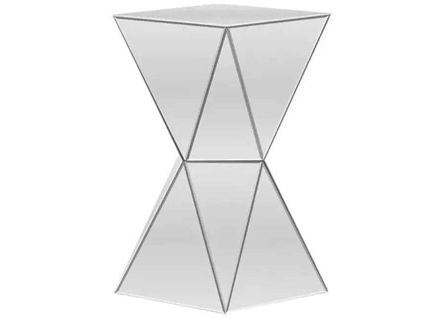 Baxton Studio Rebecca Contemporary Multi-Faceted Mirrored Side Table-Silver