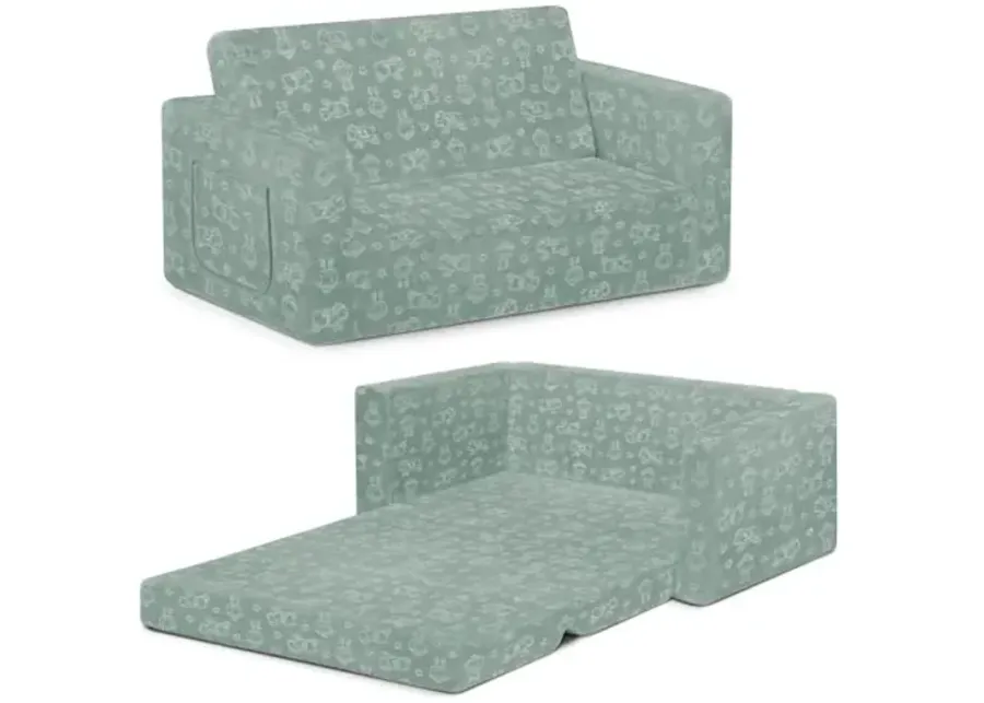 Serta Perfect Sleeper Extra Wide Convertible Sofa to Lounger - Comfy 2-in-1 Flip Open Couch/Sleeper for Kids, Sage-30