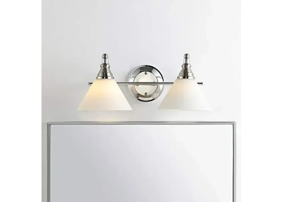 SAFAVIEH SCN4061A Radnor 2-Light Bronze 7-inch (LED Bulbs Included) Wall Sconce, Chrome/Brass-Chrome, Brass