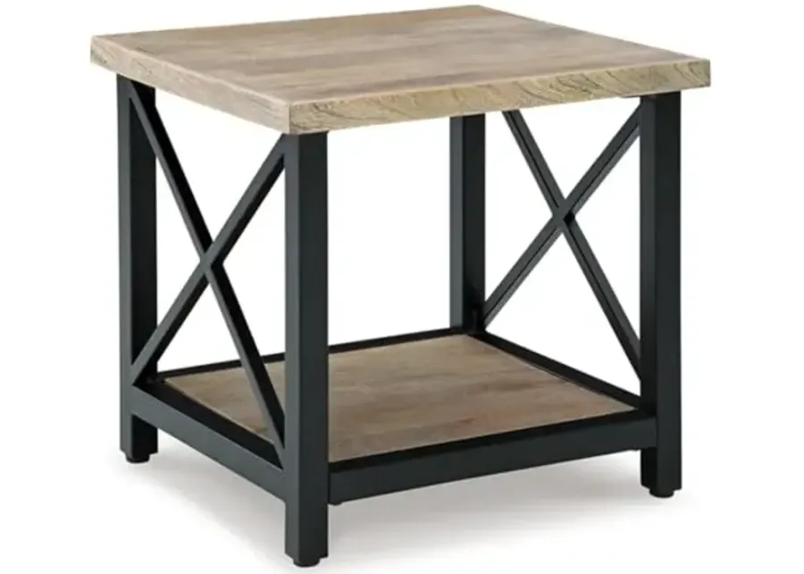 Signature Design by Ashley Bristenfort Rustic Crossbuck End Table with Lower Shelf, Light Brown & Black-Light Brown & Black 1 56654-signature-design-by-ashley-bristenfort-rustic-crossbuck-end-table-with-lower-shelf-light-brown-black-light-brown-amp-black-1.webp