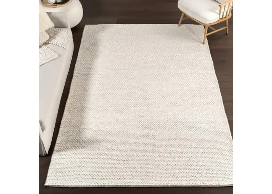 nuLOOM Caryatid Handwoven Solid Wool Area Rug, 6' x 9', Off-white-Off-white