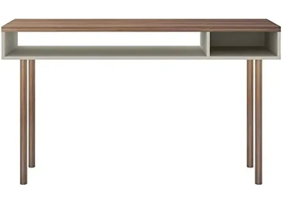 Manhattan Comfort Windsor Modern 2 Shelves Entryway Accent Console Table, 47.24\-Off White and Nature