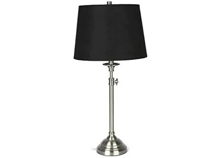 Urbanest Windsor Adjustable Accent Lamp, Brushed Nickel Finish Lamp Base with Black Suede Lampshade-Black Suede