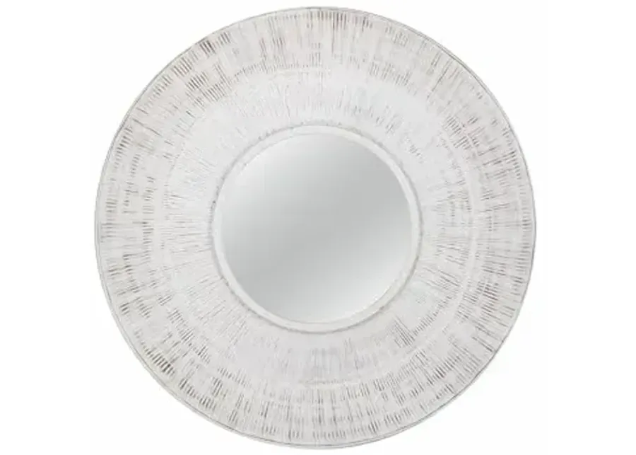 Ocean Isle Wall Mirror - Distressed White-White