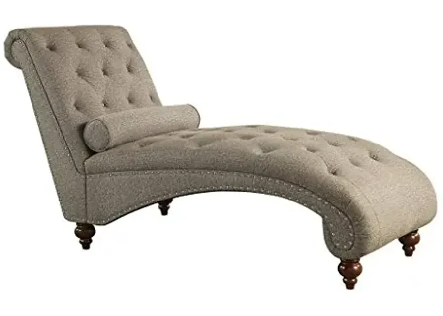Homelegance Velvet Chaise Lounge, Brown-Brown