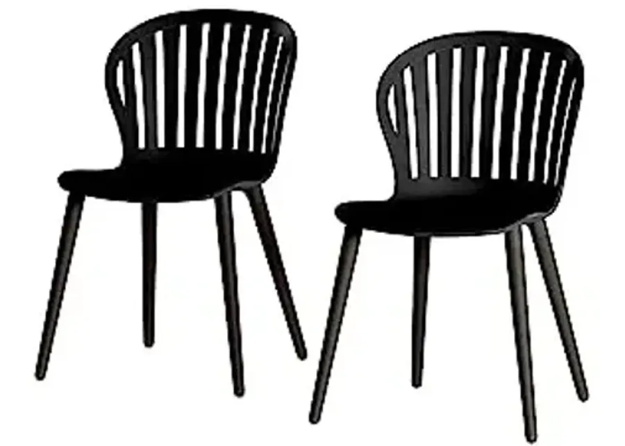 Amazonia Beira 2-Piece Dining Chairs | Aluminum Legs and Resin Seat | Ideal for Patio and Outdoors, Black Chairs-Black