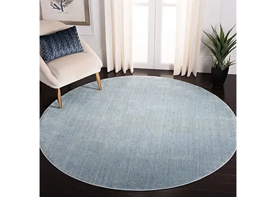 SAFAVIEH Dream Collection 6'7" Round Turquoise / Grey DRM500K Modern Distressed Premium Viscose Area Rug-79