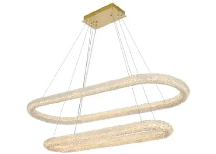 Elegant Lighting Bowen 51" 2-Light Metal Adjustable LED Chandelier in Gold-Gold