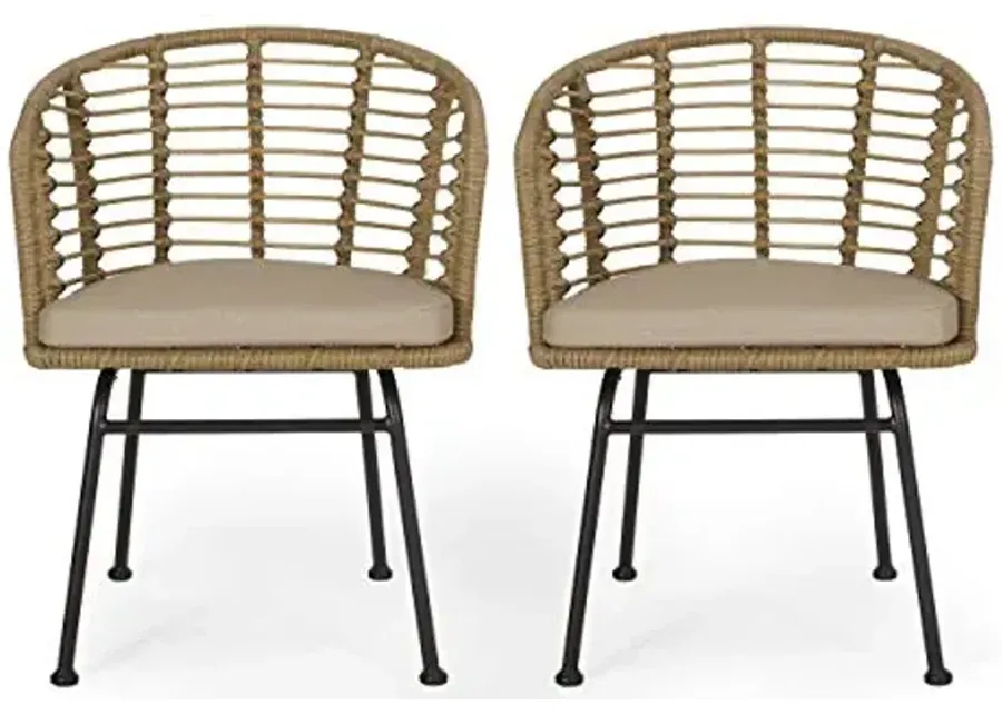 Christopher Knight Home Randy Outdoor Dining Chair Sets, Beige + Light Brown + Black-Beige + Light Brown + Black
