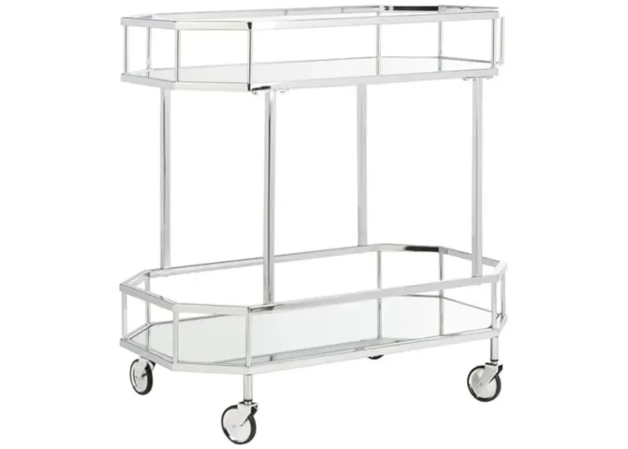 Safavieh Silva Bar Cart, Silver/Mirror-Chrome, Mirror