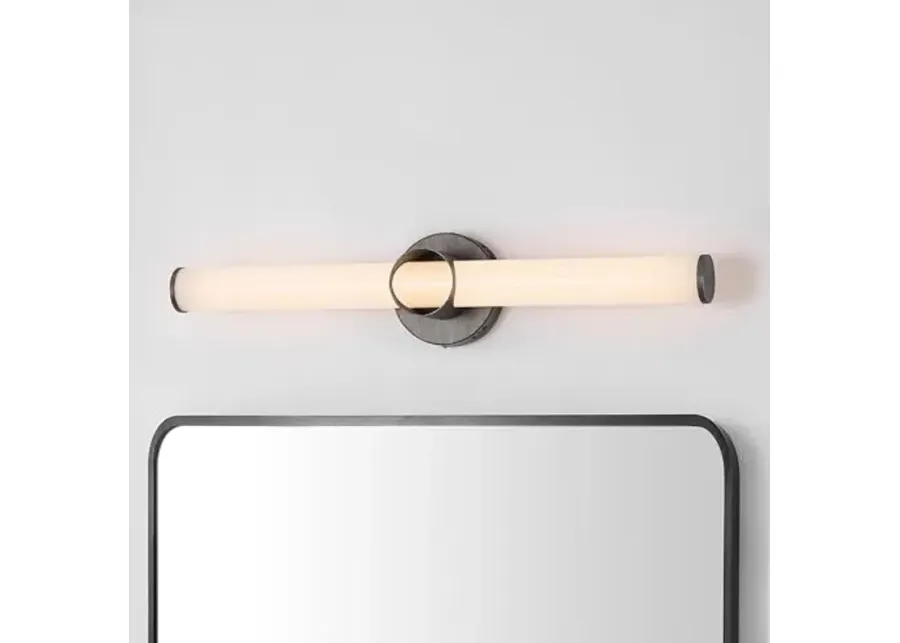 SAFAVIEH Lighting Collection Xerxes Antique Silver/White Wall Sconce Linear Light Fixture (LED Bulb Included)-Antique Silver