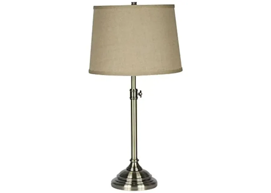 Urbanest Windsor Adjustable Table Lamp, Antique Brass Finish Lamp Base with Natural Burlap Lampshade-Natural Burlap