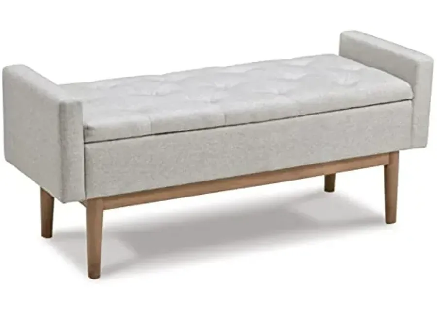 Signature Design by Ashley Briarson Tufted Upholstered Accent Bench with Storage, Beige & Brown-Beige & Brown