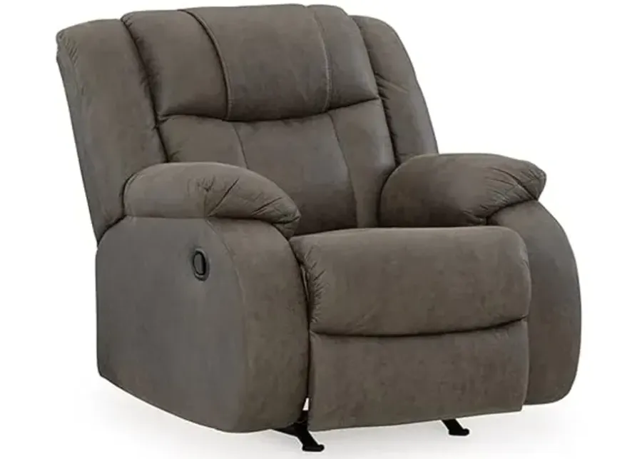 Signature Design by Ashley First Base Modern Faux Leather Rocker Recliner, Gray-Grey