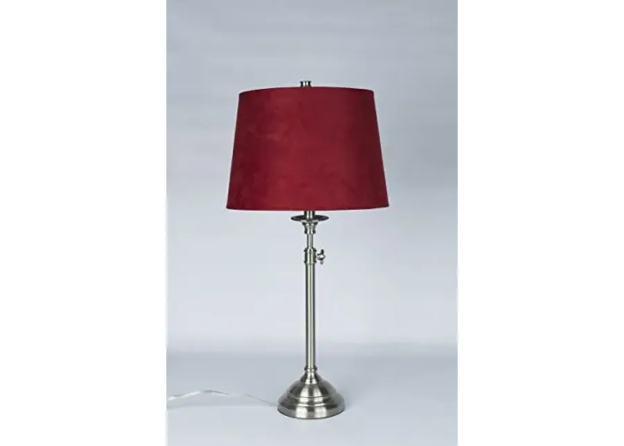 Urbanest Windsor Adjustable Accent Lamp, Brushed Nickel Finish Lamp Base with Red Suede Lampshade-Red Suede