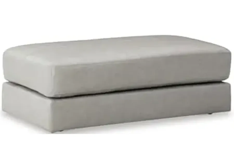 Signature Design by Ashley Amiata Contemporary Rectangular Leather Match Upholstered Oversized Accent Ottoman with Non-skid Legs, Light Gray-Light Gray