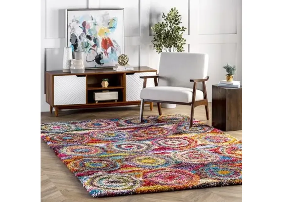 nuLOOM Kindra Bohemian Circles Shag Area Rug, 3x5, Multi-Multi Color