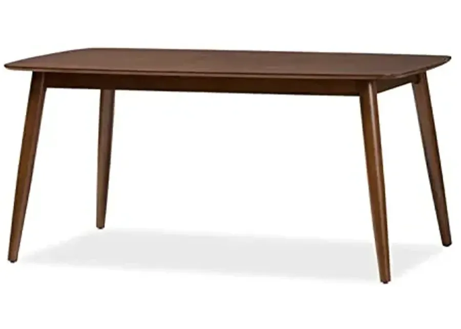 Baxton Studio Flora Mid-Century Modern Dining Table Oak Medium Brown/Mid-Century-Brown