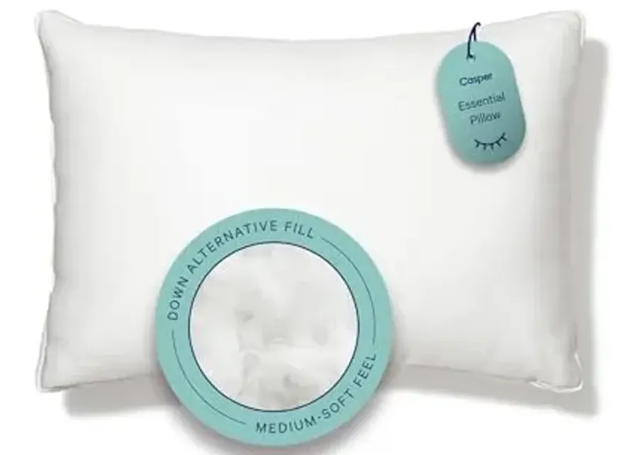 Casper Essential Pillow for Sleeping, King, White, Two Pack-White