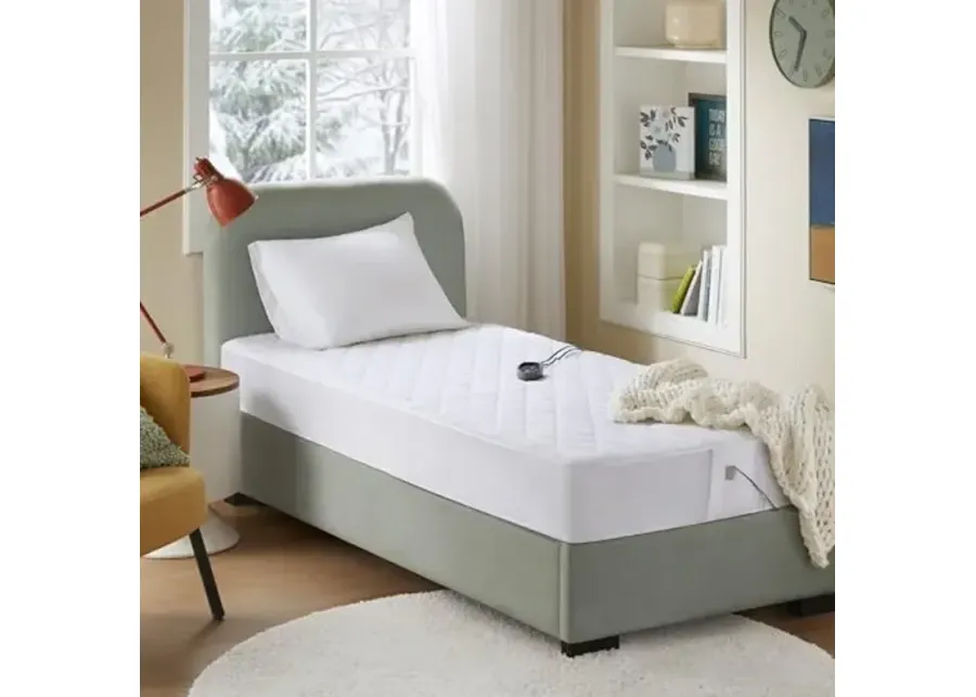 Beautyrest Cotton Blend Heated Mattress Pad Secure Comfort Technology - Luxury Quilted Electric Mattress Pad with Deep Pocket - 5-Setting Heat Controllers, Full, White-54