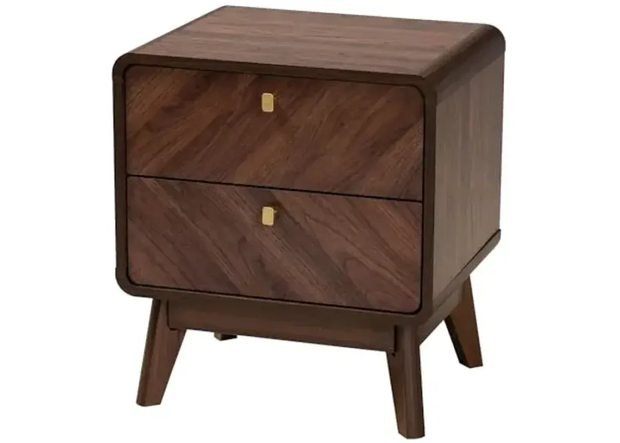 Baxton Studio Markell 18.9-inch W x 15.7-inch D Nightstand with 2 Drawers, Walnut Brown-Walnut Brown