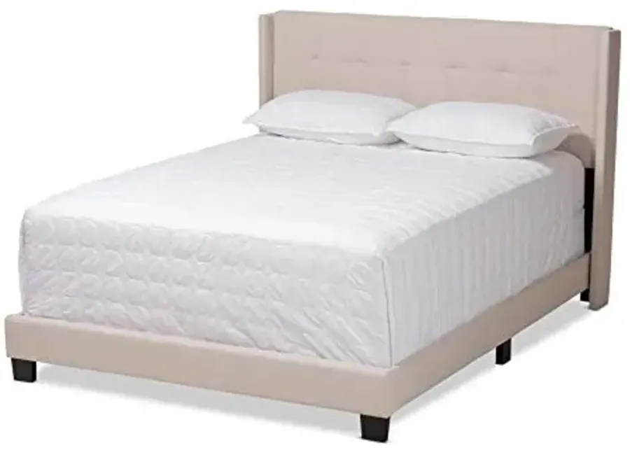 Baxton Studio Beds (Box Spring Required), Queen, Beige-Beige