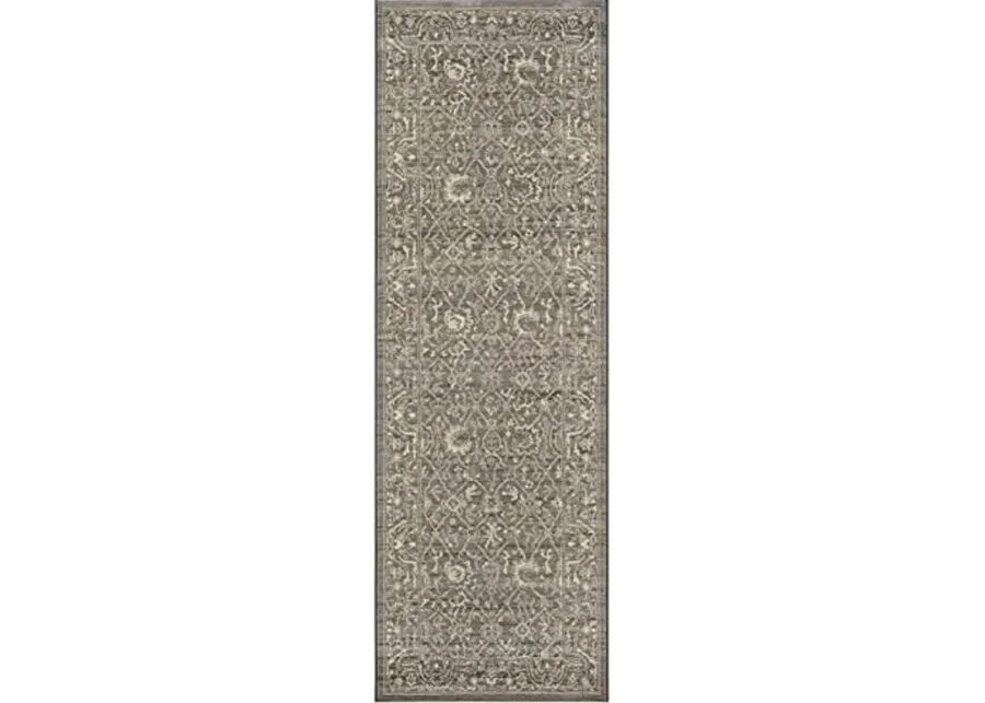 Couristan Everest Persian Arabesque Area Rug, 2'7" x 7'10" Runner, Charcoal-Ivory-Charcoal