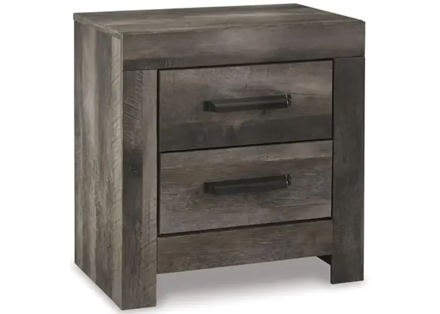 Signature Design by Ashley Wynnlow Rustic 2 Drawer Two Drawer Nightstand, 24.41" Tall, Weathered Gray-Dark Weathered Gray
