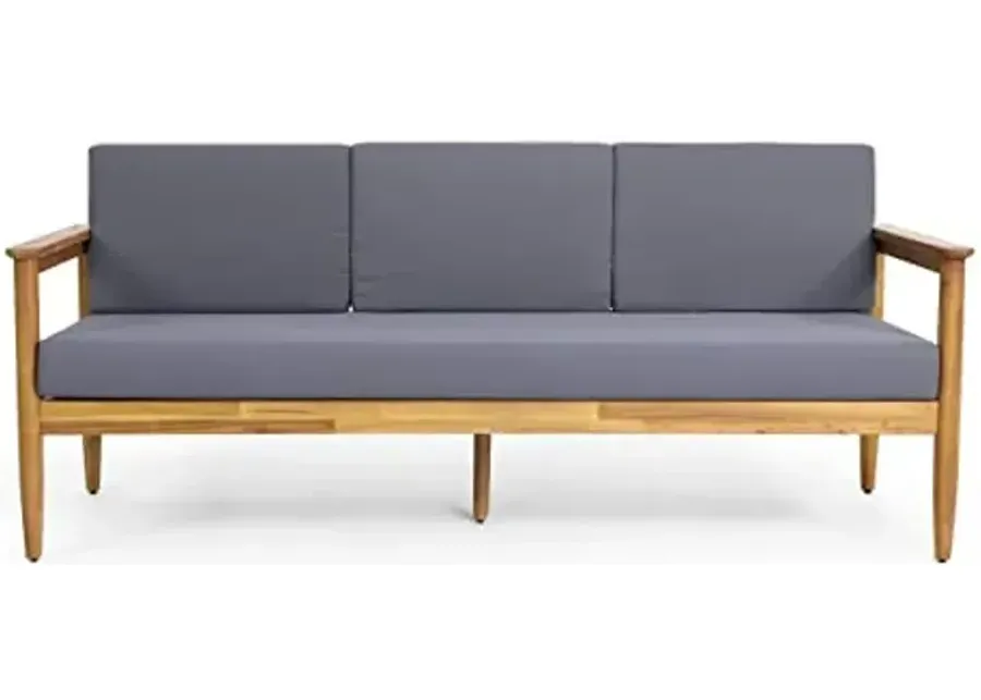 Christopher Knight Home Sofa, Dark Gray + Teak-Dark Gray + Teak