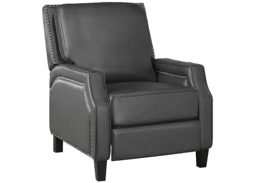 Lexicon Berenson Faux Leather Upholstered Push Back Recliner in Gray Color-Grey