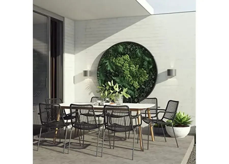 Amazonia Gales 9-Piece Outdoor Rectangular Dining Table Set | Eucalyptus Wood | Ideal for Patio and Indoors-Amazonia
