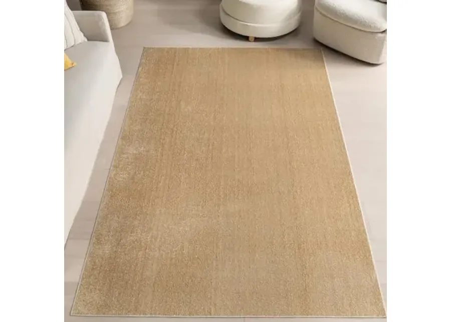 nuLOOM 6' 7" x 9' SpinClean Solid Low-Pile Indoor Area Rug, Machine Washable, Non Shedding, Bed Room, Living & Dining Room, Pastel Orange-Pastel Orange
