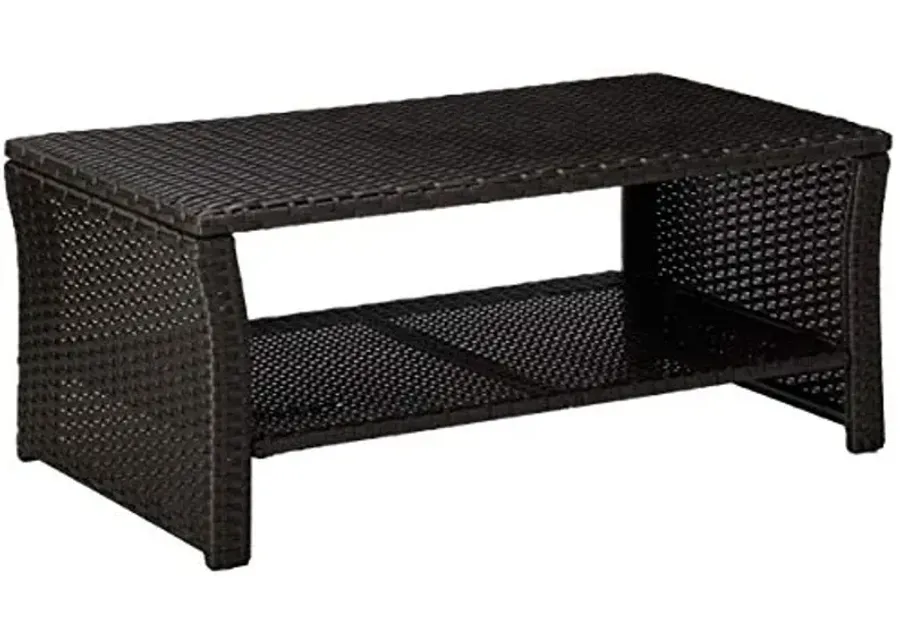 Christopher Knight Home Justin Outdoor Wicker Coffee Table, Brown, Black-Brown, Black