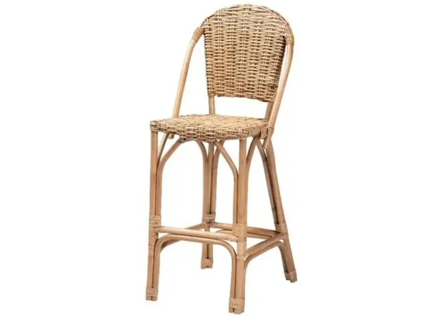 Baxton Studio Neola Modern Bohemian Natural Rattan Bar Stool-Natural Brown