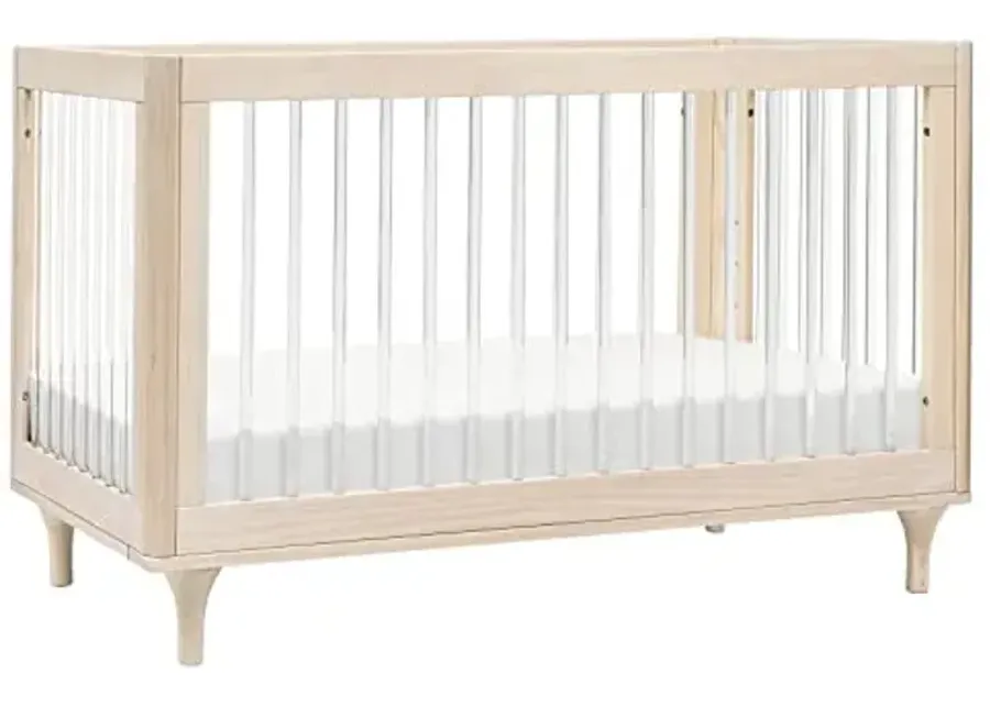 Babyletto Lolly 3-in-1 Convertible Baby Crib - GREENGUARD Gold Certified Convertible Crib to Toddler Bed & Daybed - Wooden Baby Bed, 4 Adjustable Heights - Easy to Assemble - Washed Natural/Acrylic-30.25