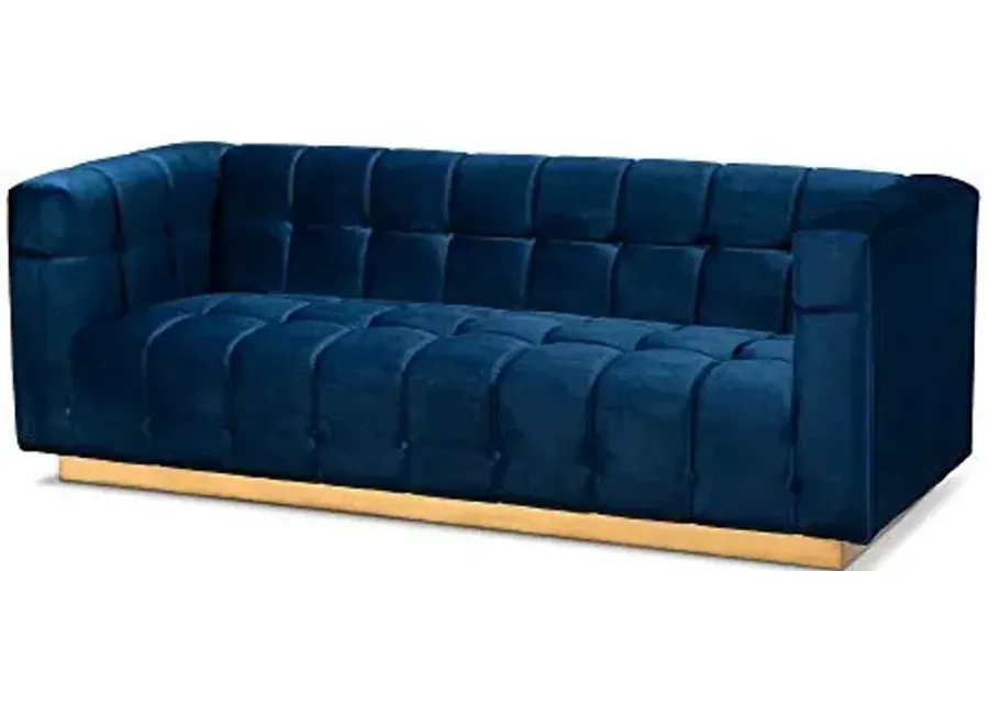 Baxton Studio Sofa, Blue-Blue