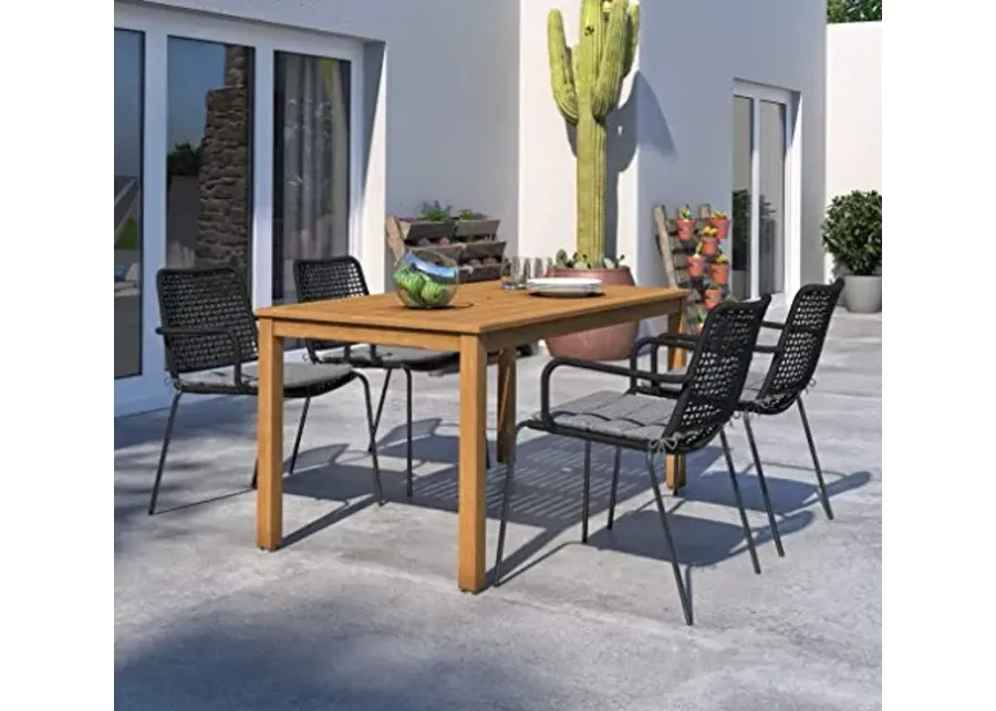 Amazonia Rockford 5-Piece Outdoor Rectangular Dining Table Set | Teak Finish | Ideal for Patio and Indoors-Amazonia