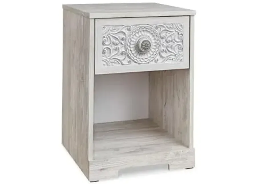 Signature Design by Ashley Paxberry Boho 1 Drawer Nightstand, Whitewash-Whitewash