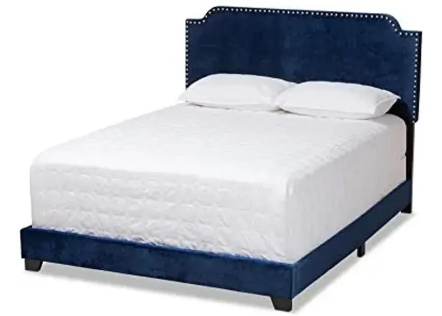 Baxton Studio Beds (Need box spring), Full, Navy Blue-Navy Blue