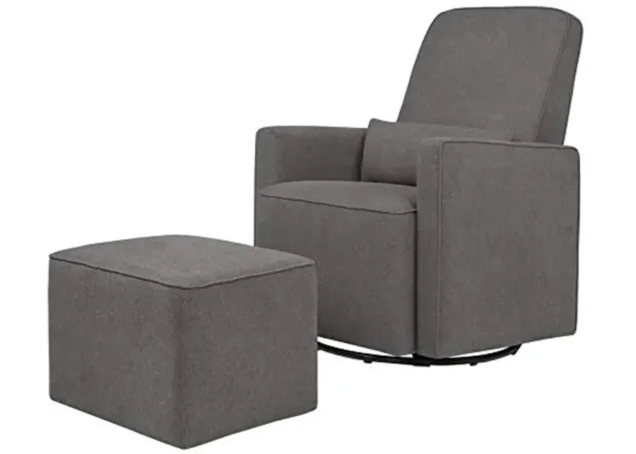 DaVinci Olive Upholstered Swivel Glider with Bonus Ottoman in Dark Grey, Greenguard Gold & CertiPUR-US Certified-Dark Grey