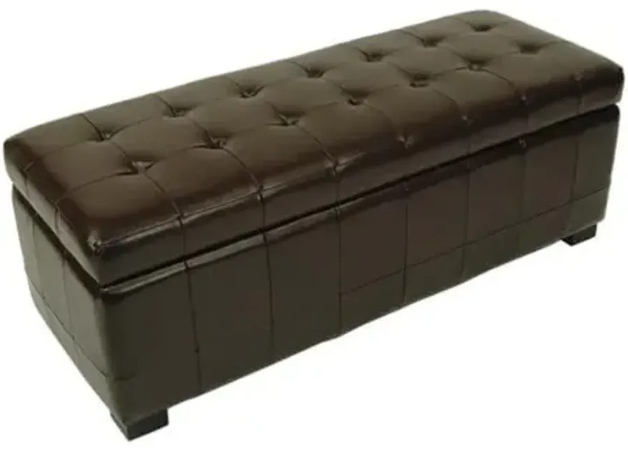 Safavieh Hudson Collection NoLita Brown Leather Large Storage Bench-Brown