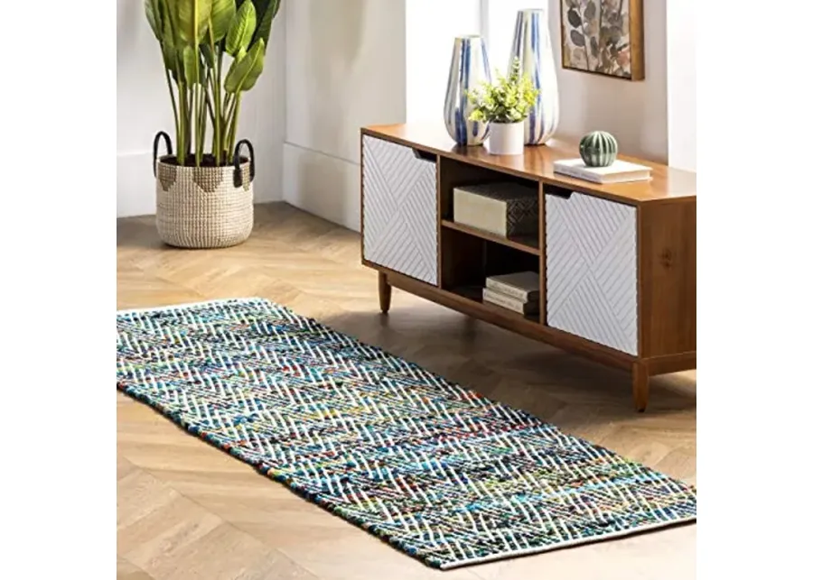 nuLOOM Rochell Hand Woven Chevron Runner Rug, 2' 6" x 10', Green-30