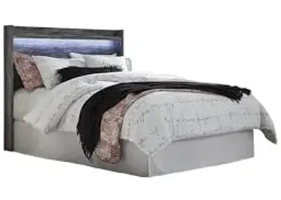Signature Design by Ashley Baystorm Rustic Coastal LED Panel Headboard ONLY, Queen, Smoky Gray-Gray