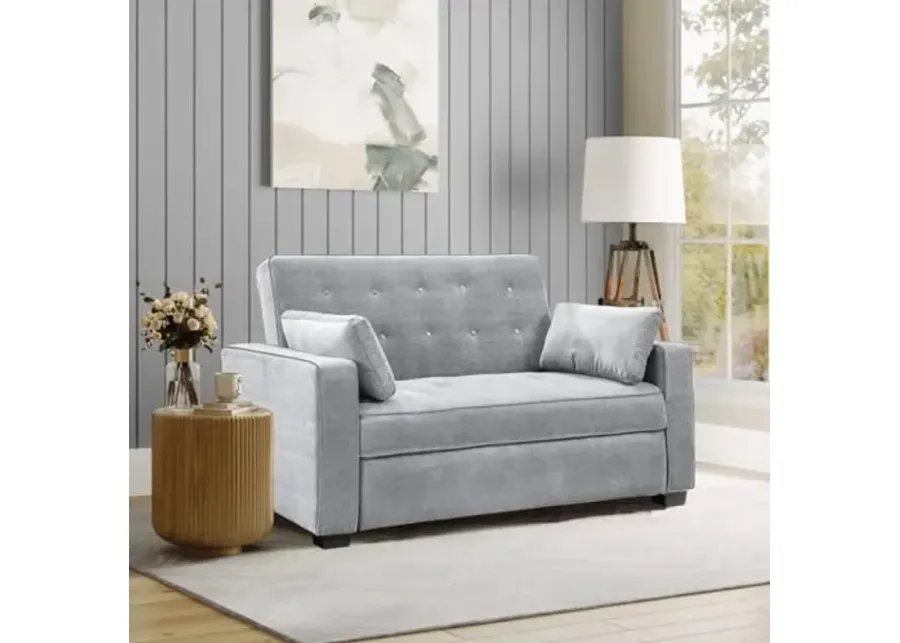Serta Ainsley 72.6" Convertible Sleeper Sofa, Queen Size, Dreamcoil Comfort, Soft Woven Fabric, Light Grey-Light Grey