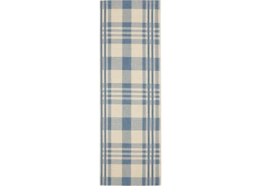 SAFAVIEH Courtyard Collection Runner Rug - 2'3" x 6'7\-Beige, Blue