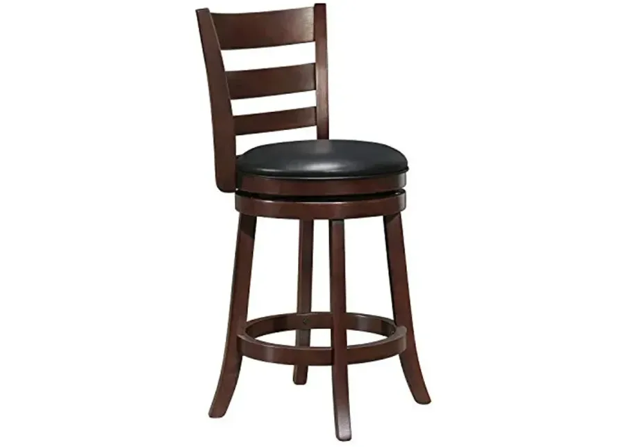 Lexicon Eschete Ladder Back Swivel Counter Stool, 25" SH, Dark Cherry-Dark Cherry (Ladder Back)