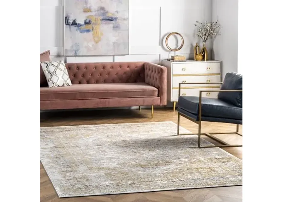 nuLOOM Madisson Vintage Faded Medallion Area Rug, 6' 7" x 9', Gold-Gold