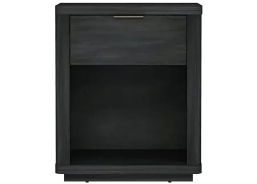 Manhattan Comfort Evelyn Modern Nightstand with 1 Full Extension Drawers in Charcoal Grey-Charcoal Grey