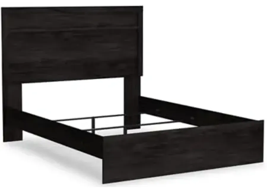 Signature Design by Ashley Belachime Rustic Decorative Laminate Panel Headboard & Footboard ONLY, Queen, Black-Black